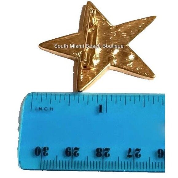 Gold Star American Flag Pin Brooch USA US Patriotic Crystal Enamel Plated July 4 - Picture 7 of 7